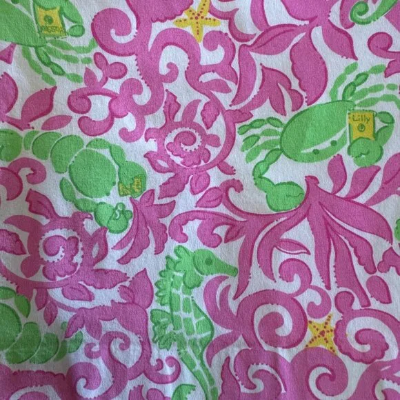 LILLY PULITZER Sea Creatures Dress Girls 3-6 Months Infant Girl Pink Green Crabs - Picture 9 of 9